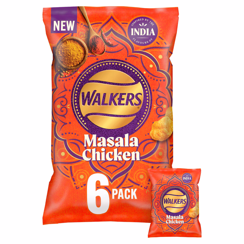 Walkers Masala Chicken Multipack Crisps 6 x 25g