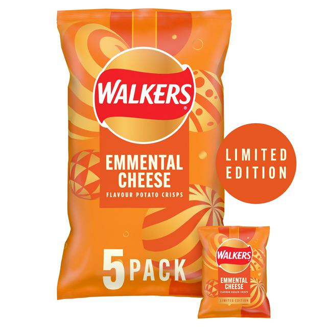 Walkers Festive Emmental Cheese Multipack Crisps, Limited Edition 5 x 25g