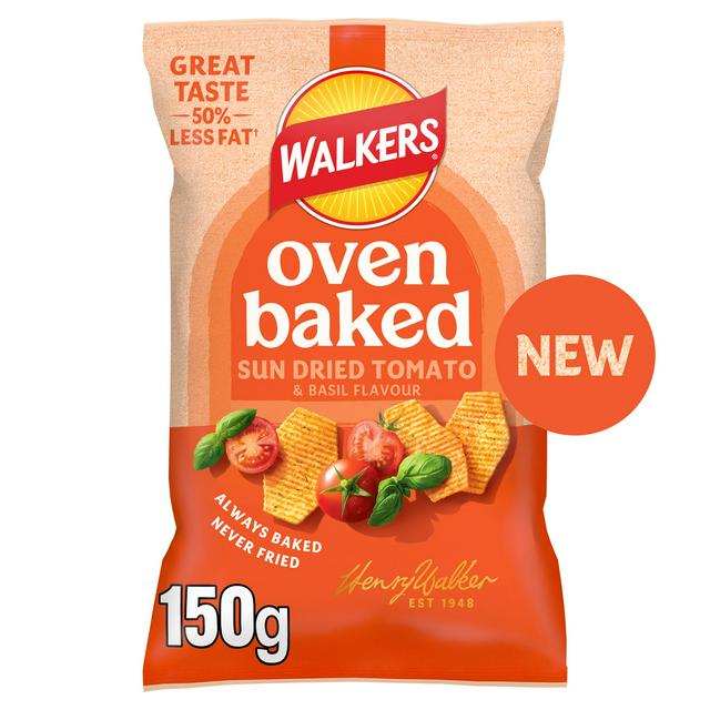 Walkers 150g Oven Baked Crisps Tomato & Basil Snacks