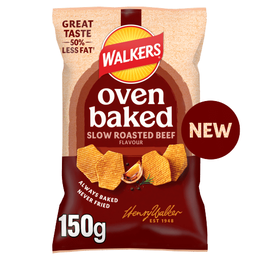 Walkers Oven Baked Crisps Roasted Beef Snacks 150g