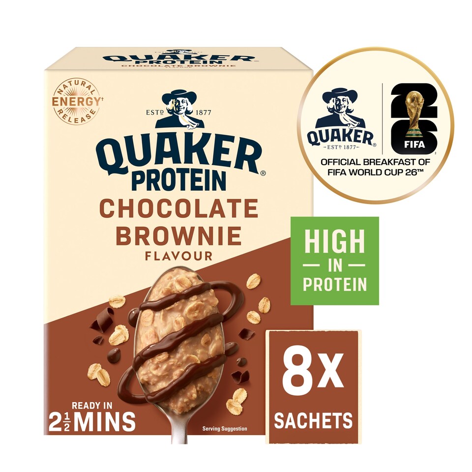 Quaker Oats High Protein Chocolate Brownie Porridge Sachets 8x44g