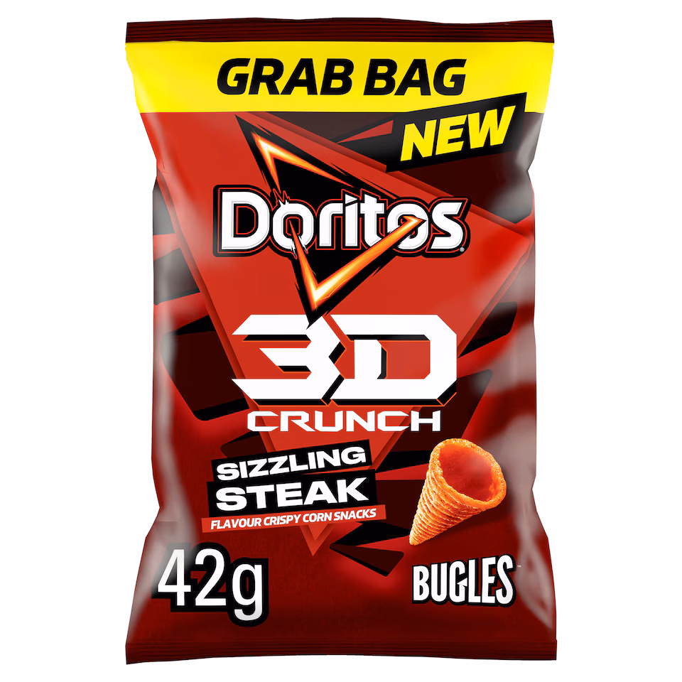 Doritos 3D Crunch Sizzling Steak Grab Bag Crisps 42g