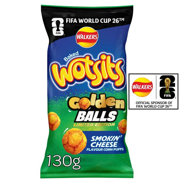 Walkers Wotsits 130g Golden Balls Smokin Cheese Puffs Sharing Crisps