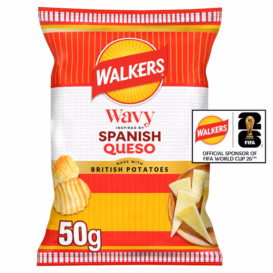 Walkers Wavy Spanish Queso Cheese Flavour Potato Crisps 50g
