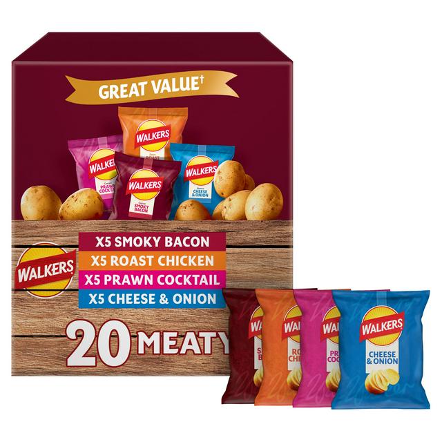 Walkers Meaty Variety Multipack Crisps 20x25g