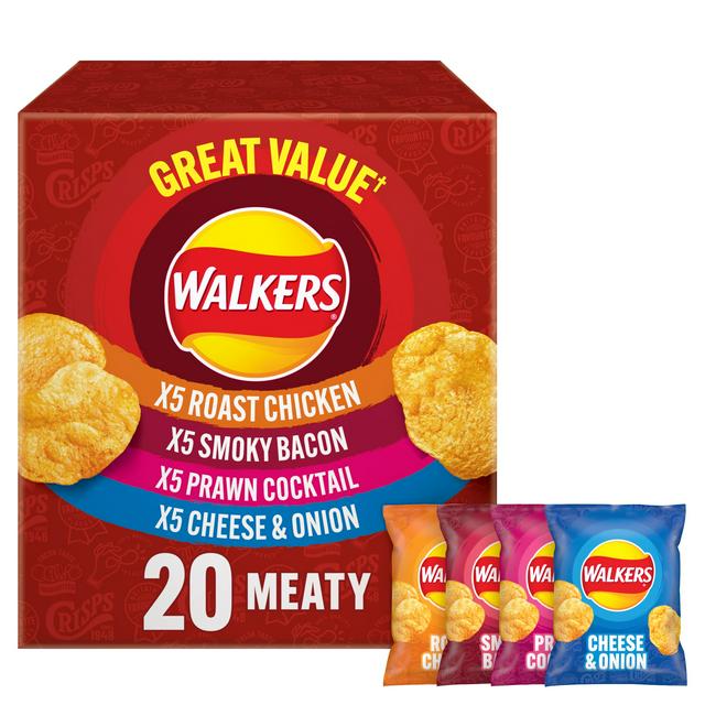 Walkers Meaty Variety Multipack Crisps 20x25g