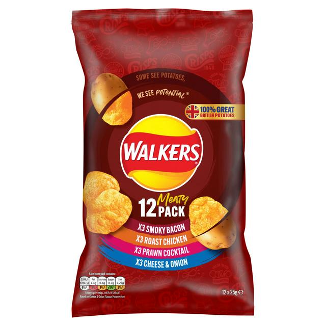 Walkers Meaty Variety Crisps 12x25g