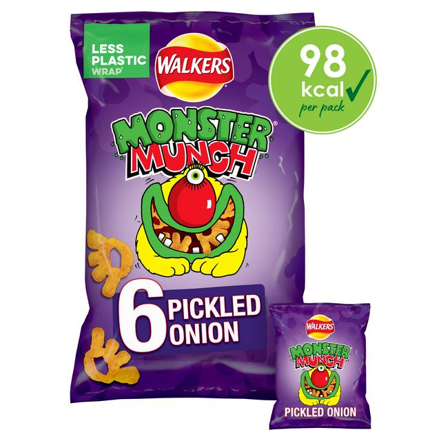 Walkers Monster Munch Pickled Onion Multipack Crisps Snacks 6x20g