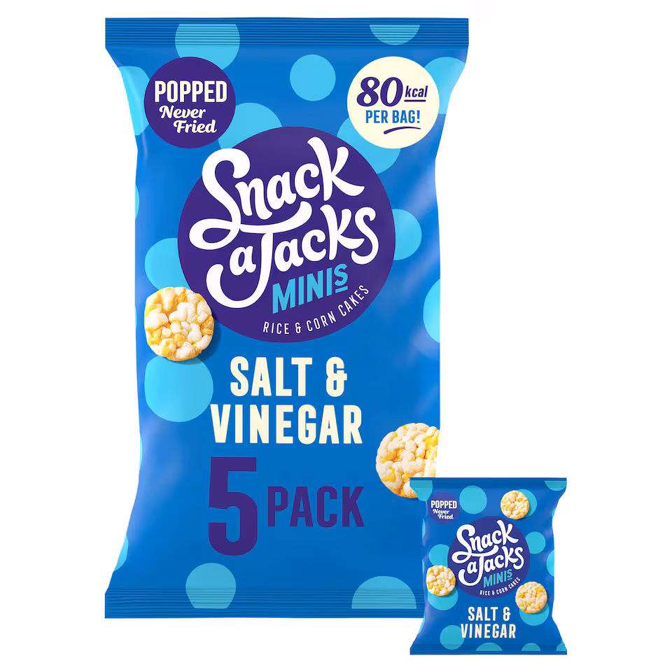 Snack a Jacks Salt & Vinegar Rice Cakes Multipack Snacks 5x19g