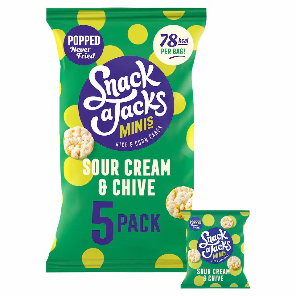 Snack a Jacks Sour Cream & Chive Rice Cakes Multipack Snacks 5x19g