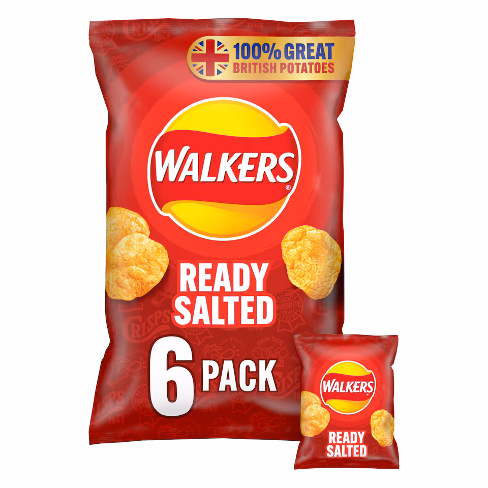 Walkers Ready Salted Crisps Multipack 6x25g