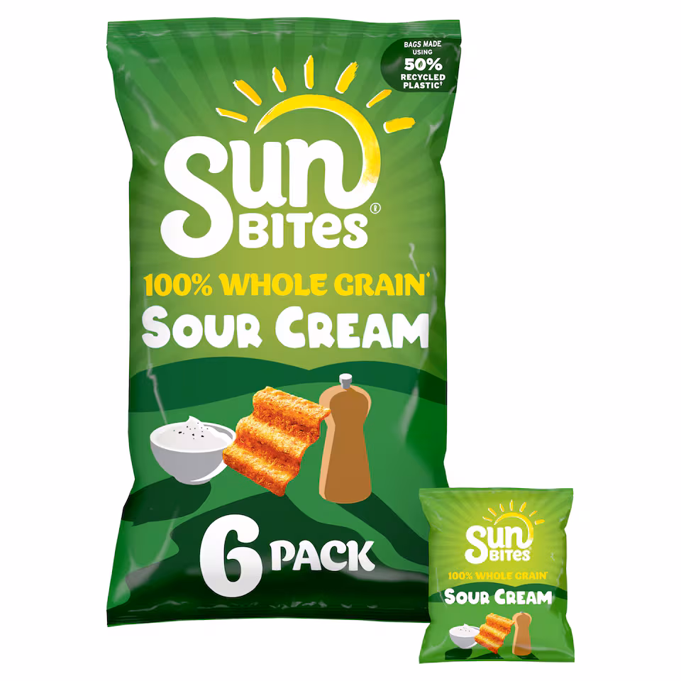 Walkers Sunbites Sour Cream & Black Pepper Multipack Crisps 6x25g