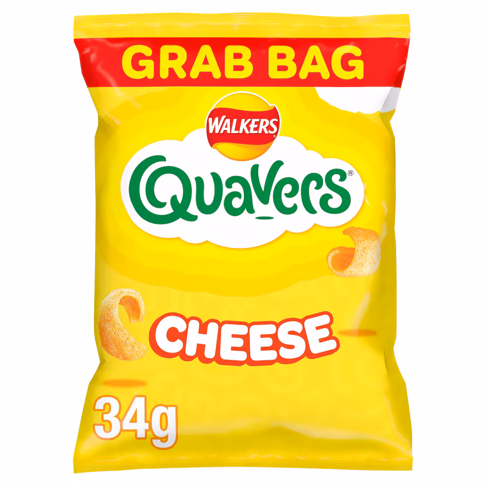 Walkers Quavers Cheese Grab Bag Crisps 34g