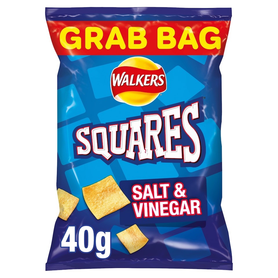 Walkers Squares Salt & Vinegar Grab Bag Crisps 40g