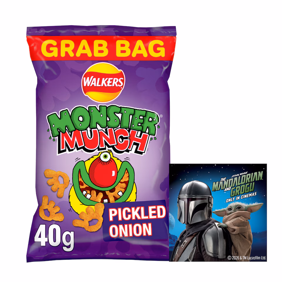 Walkers Monster Munch Pickled Onion Snacks Grab Bag Crisps 40g