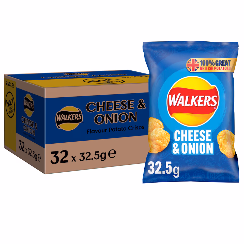 Walkers Cheese & Onion Crisps 32.5g (case of 32)