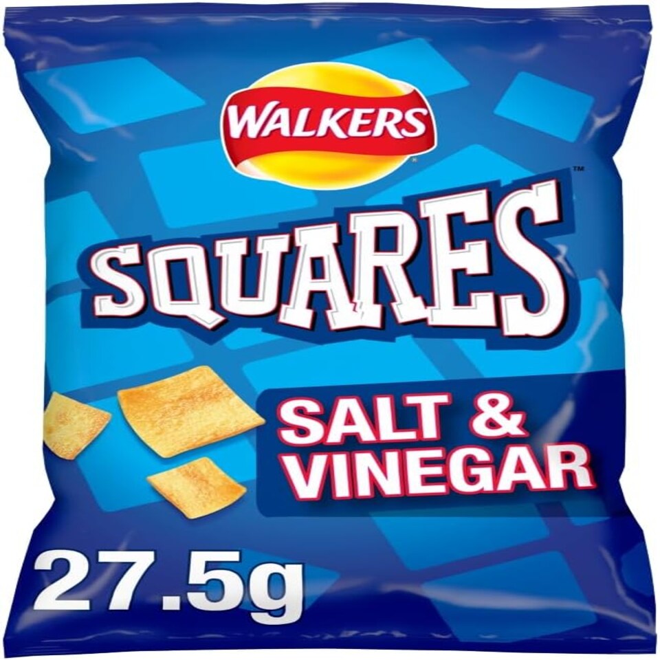 Walkers Squares Salt & Vinegar Snacks Crisps 27.5g (Case of 32)
