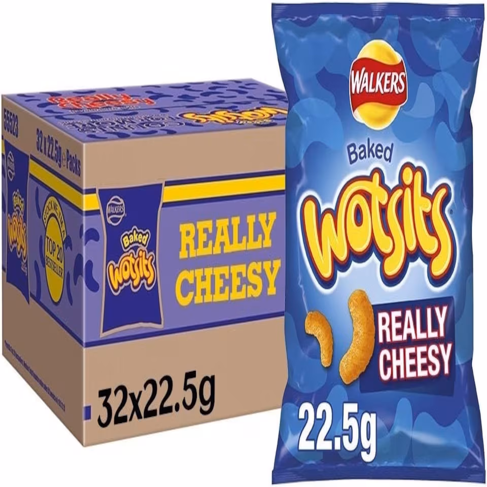Walkers Crisps Wotsits Really Cheesy Snacks, 22.5g (Case of 32)