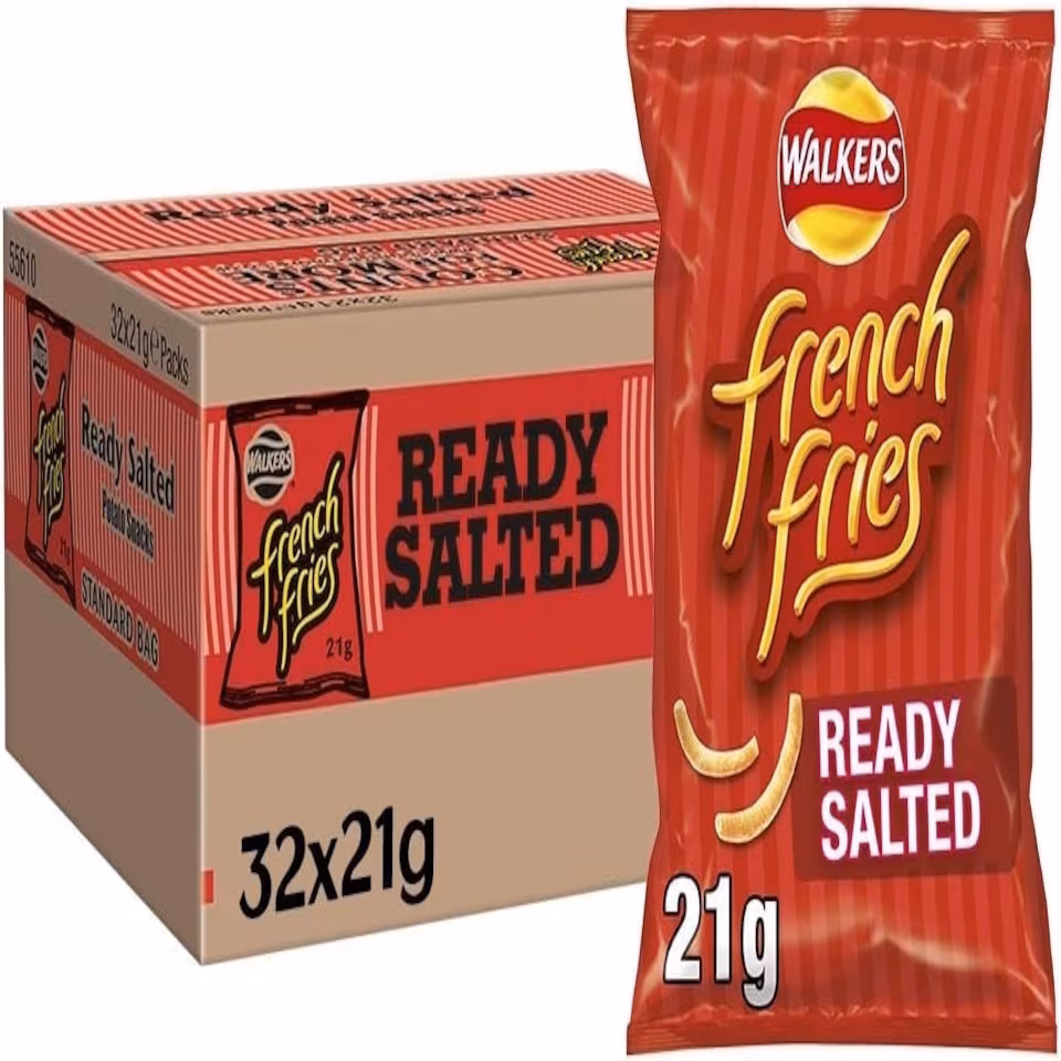 Walkers French Fries Ready Salted Snacks Crisps 21g (Case of 32)
