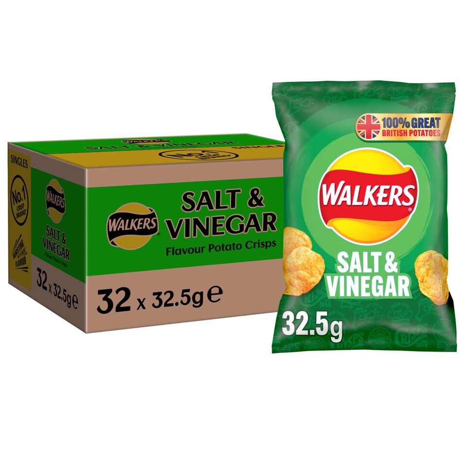 Walkers Salt & Vinegar Crisps 32.5g (Case of 32)