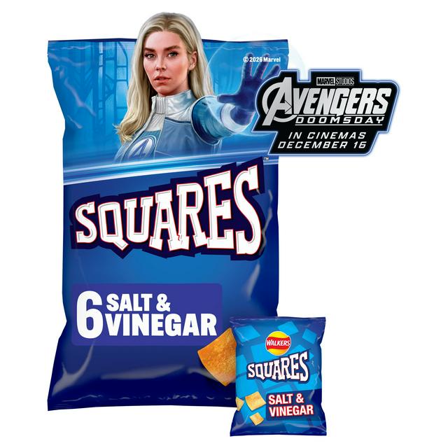 Walkers Squares Salt & Vinegar Multipack CrispsSnacks 6x22g
