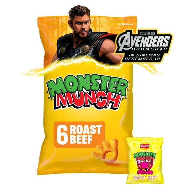 Walkers Monster Munch Roast Beef Multipack Crisps Snacks 6x20g
