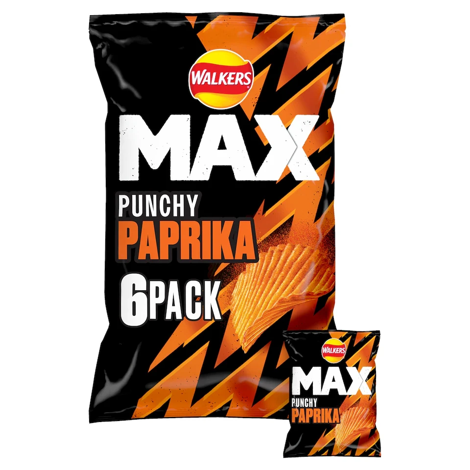 Walkers Max Paprika Crisps 6X27g