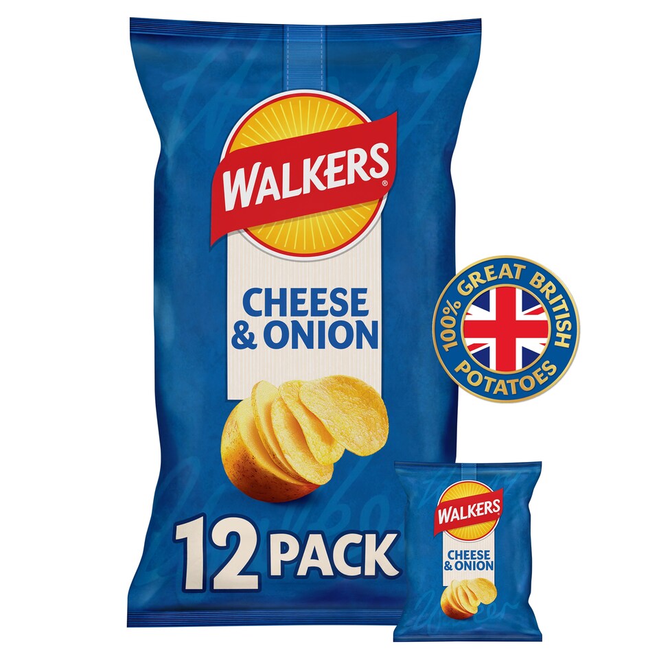 Walkers Cheese & Onion Multipack Crisps 12x25g