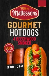Mattessons 4 Gourmet Hot Dogs Beechwood Smoked 280g