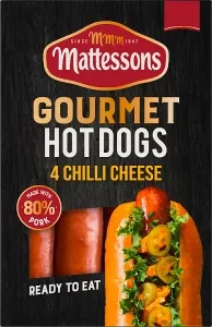 Mattessons 4 Gourmet Hot Dogs Chilli Cheese 260g
