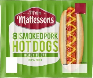 Mattessons 8 Smoked Pork Hot Dogs 280g