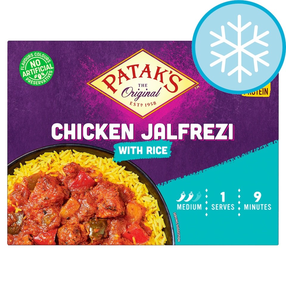 Patak’s Indian Chicken Jalfrezi Curry with Cumin Rice Ready Meal 400g