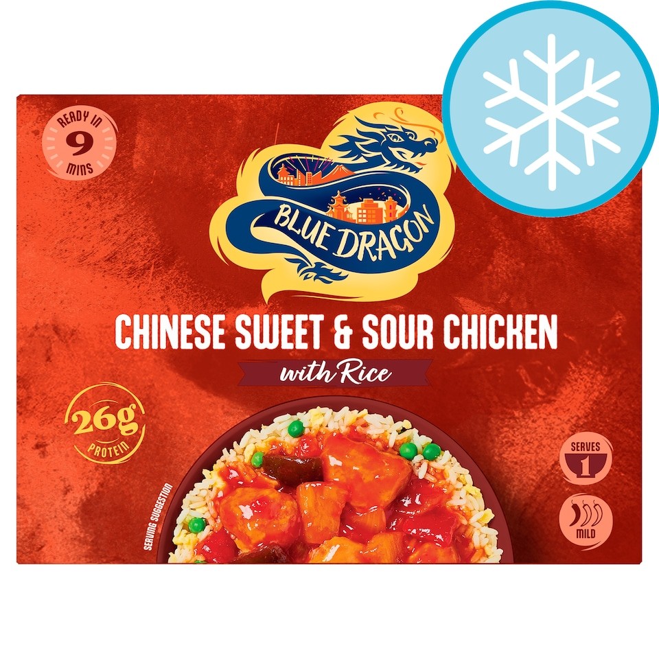 Blue Dragon Chinese Sweet & Sour Chicken with Egg Rice Ready Meal 400g