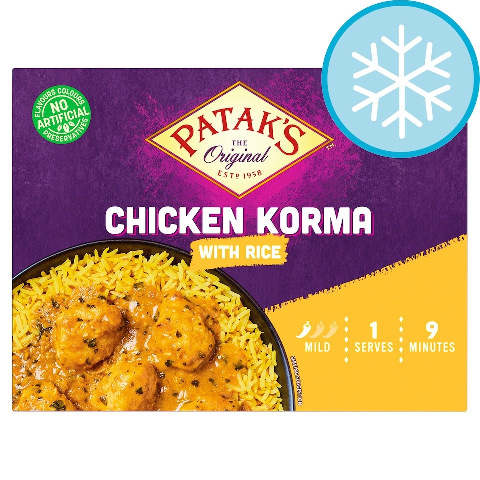 Patak’s Indian Chicken Korma Curry with Cumin Rice Ready Meal 400g