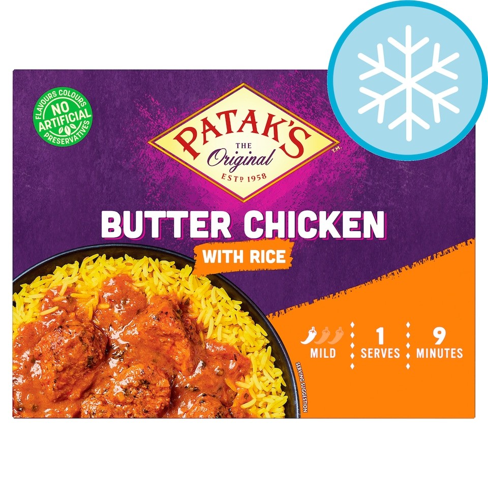 Patak’s Indian Butter Chicken Curry with Cumin Rice Ready Meal 400g