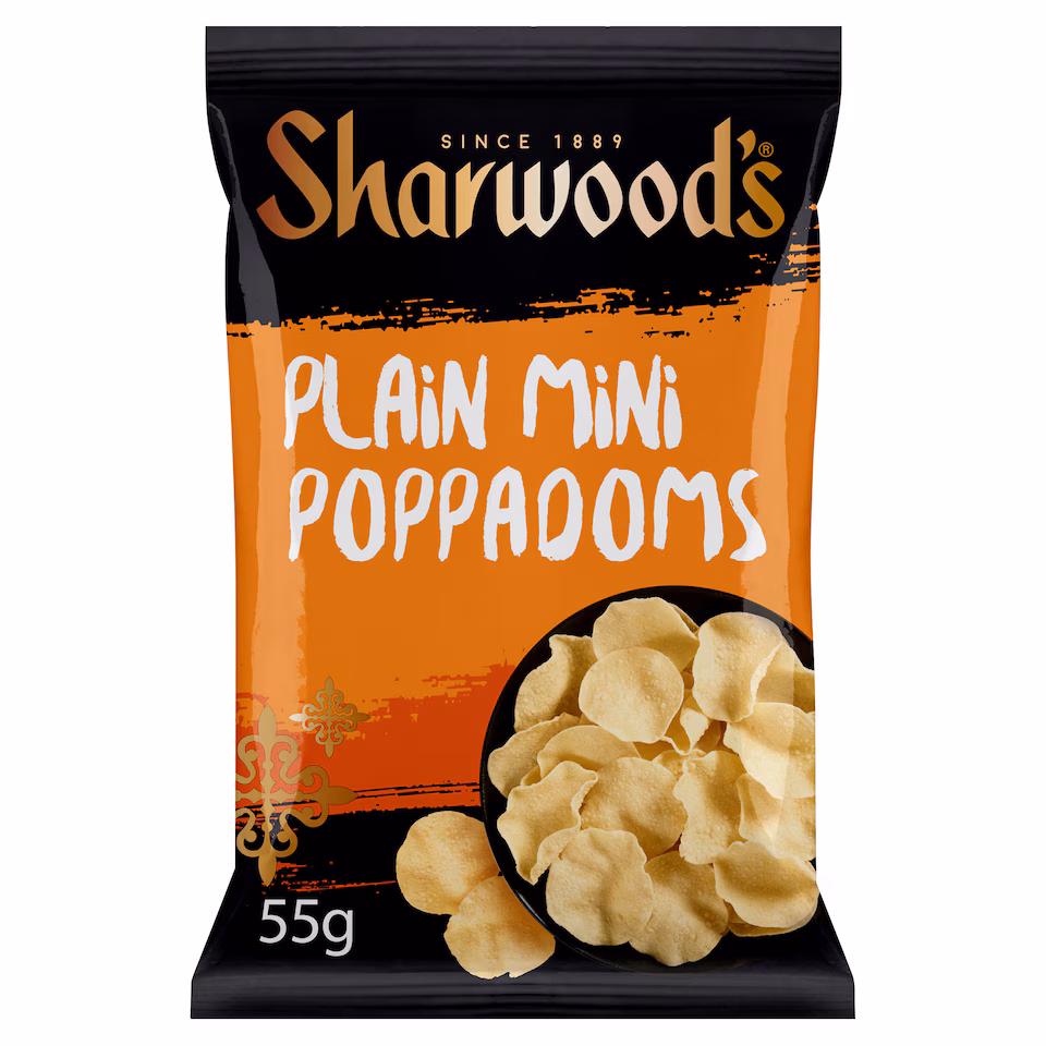 Sharwoods Street Food Plain Mini Poppadoms 55g