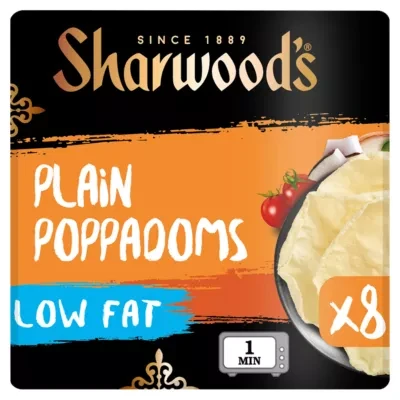 Sharwood's Low Fat Plain Poppadom 8 Pack