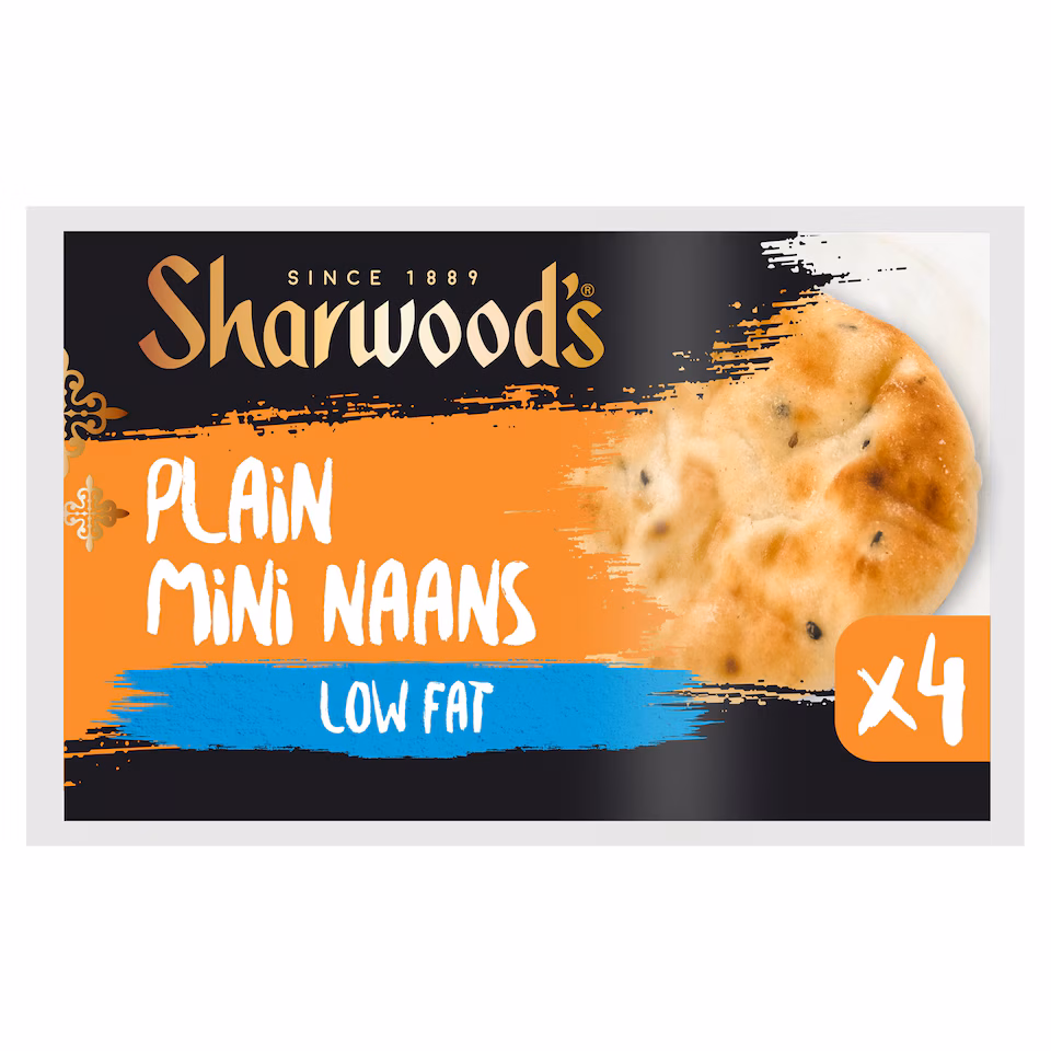 Sharwood's 4 Plain Mini Naans Low Fat 260G