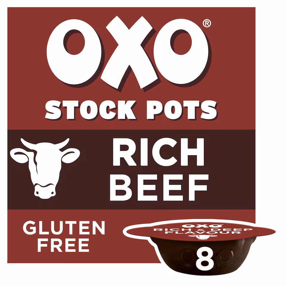 Oxo Beef Onion & Rosemary Stock Pots 8 Pack 160G