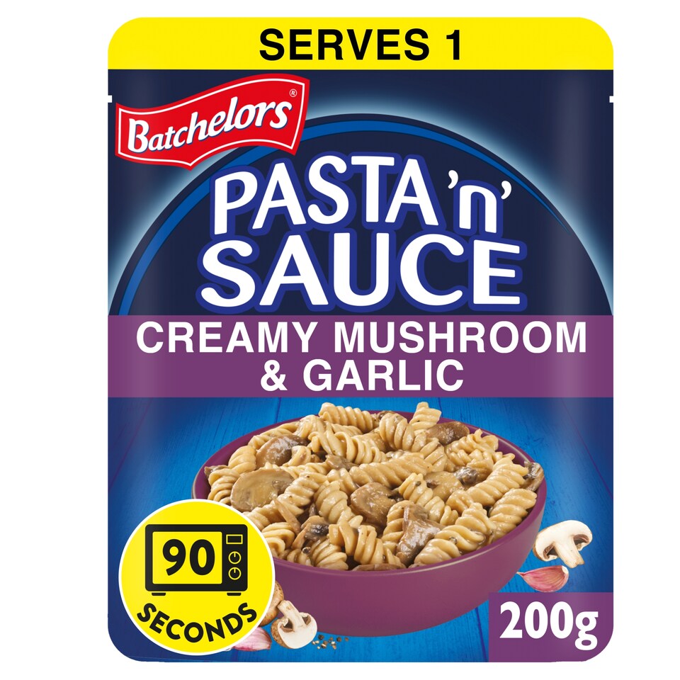 Batchelors Pasta 'n' Sauce Microwave Ready Meal Pasta with Mushroom and Garlic  200g