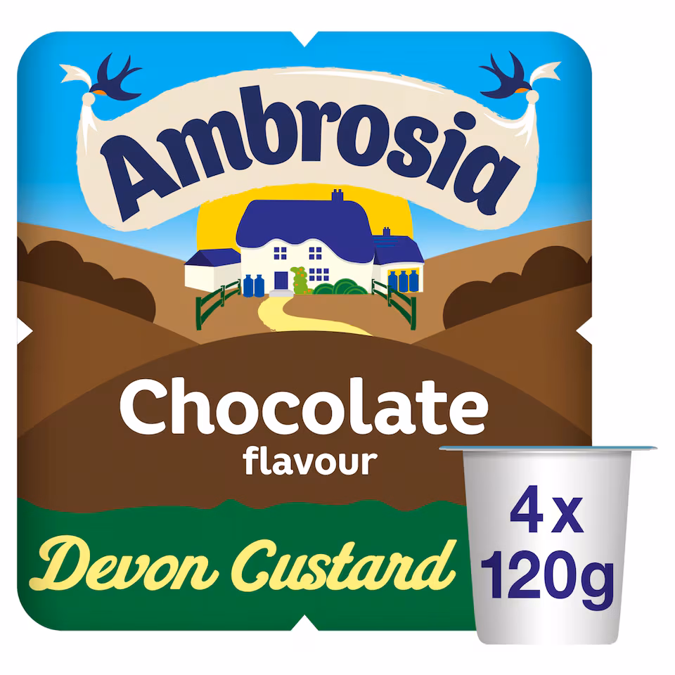 Ambrosia Ready To Eat Chocolate Devon Custard 4 X 120G
