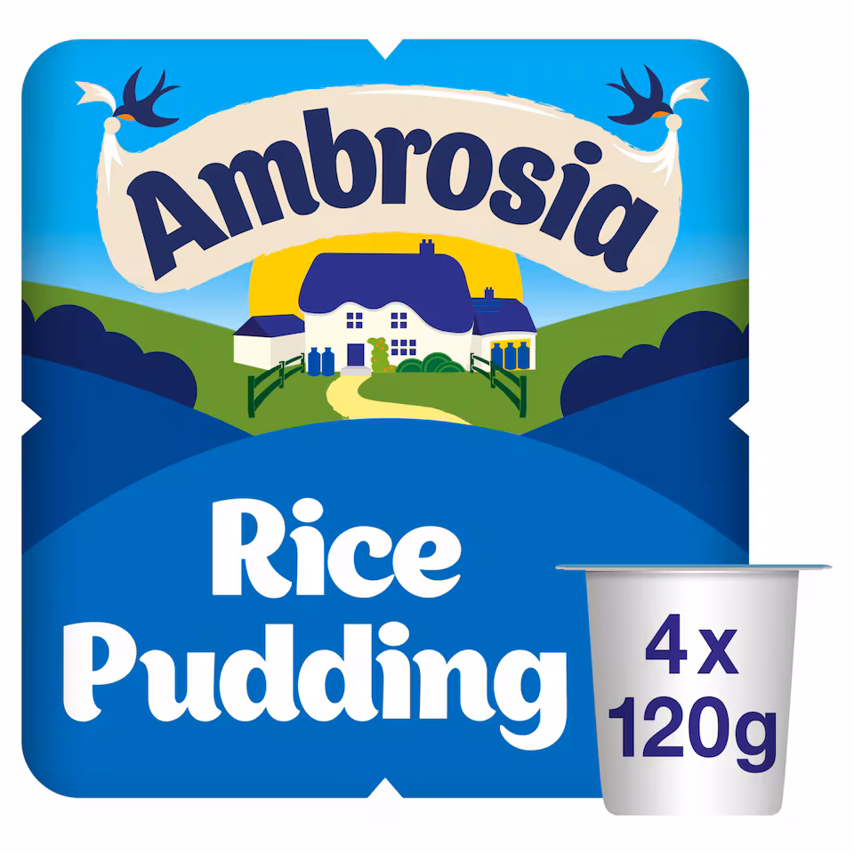 Ambrosia Ready To Eat Creamed Rice Pudding 4 X 120G