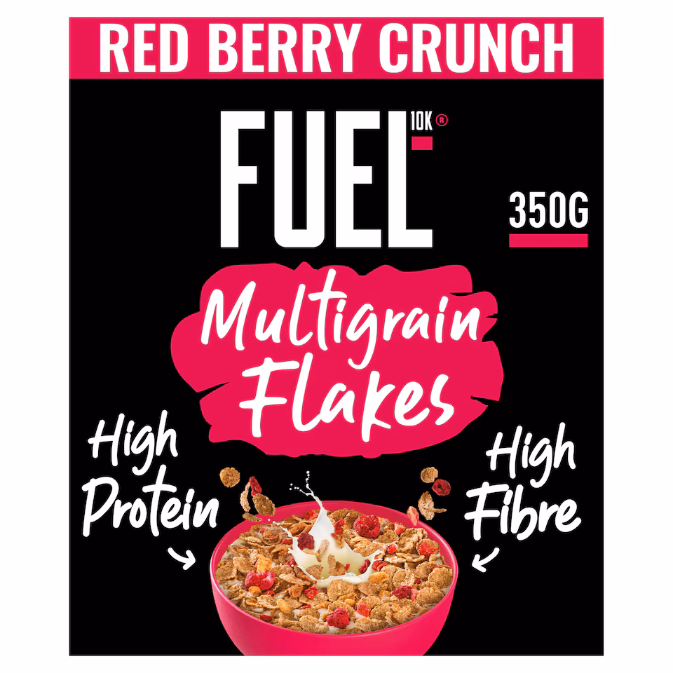 FUEL10K Red Berry Multigrain Flakes High Protein Breakfast Cereal 350g