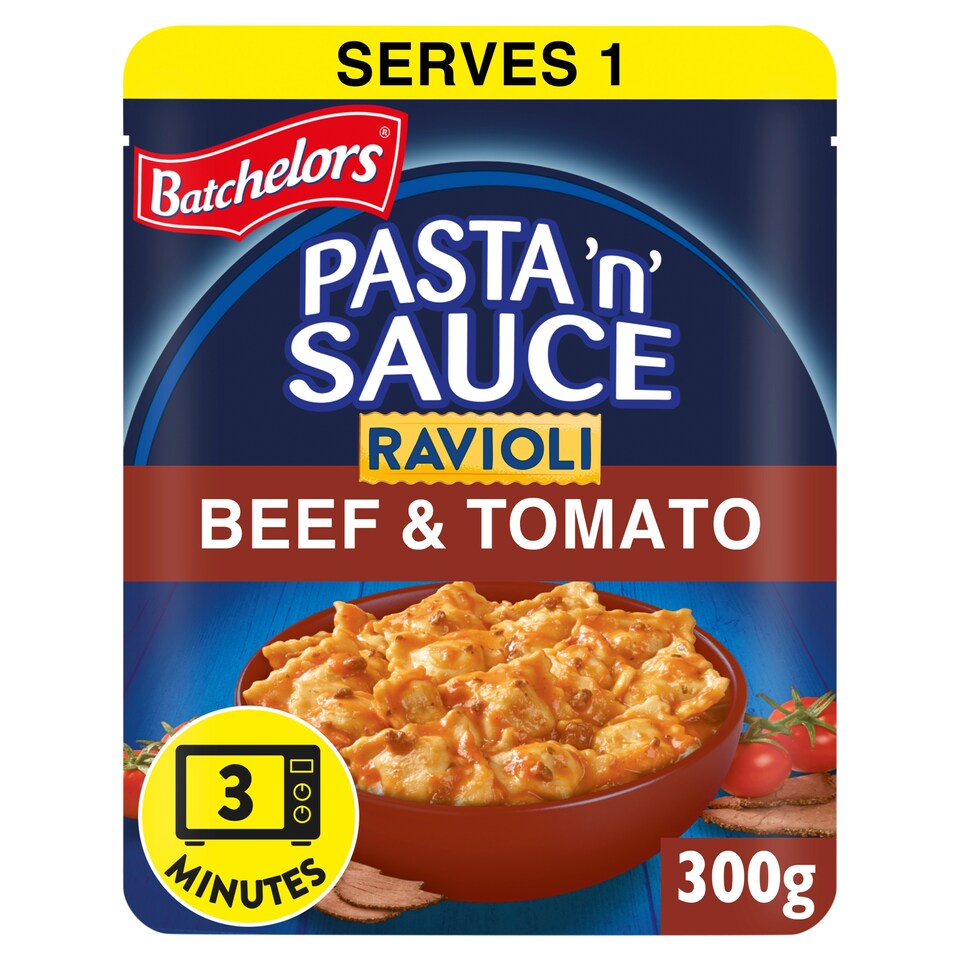 Batchelors Pasta 'n' Sauce Ravioli Microwave Ready Meal Beef and Tomato 300g
