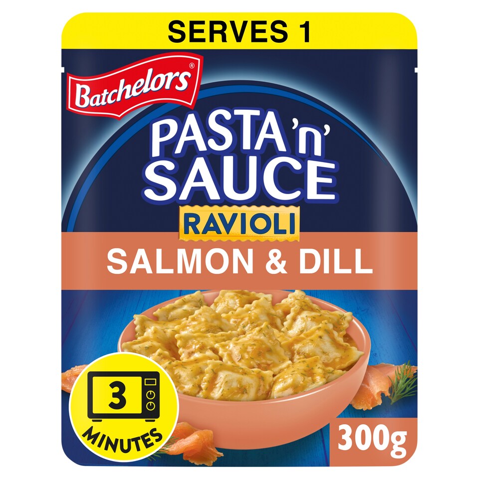 Batchelors Pasta 'n' Sauce Ravioli  Microwave Ready Meal Salmon and Dill 300g