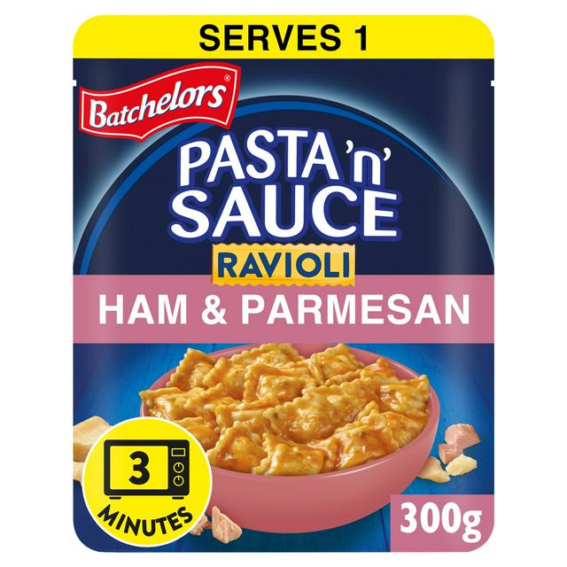 Batchelors Pasta N Sauce Ravioli Microwave Ready Meal Ham & Parmesan 300g
