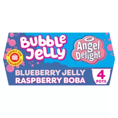 Angel Delight Bubble Jelly Blueberry Jelly and Raspberry Boba Bubble Dessert Snack Pot x4