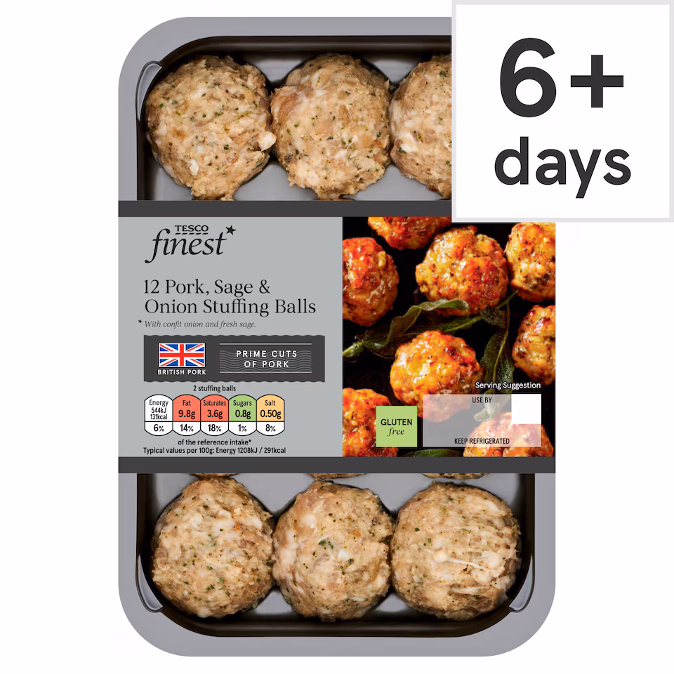 Tesco Finest* 12 Pork Sage And Onion Stuffing Balls 350G