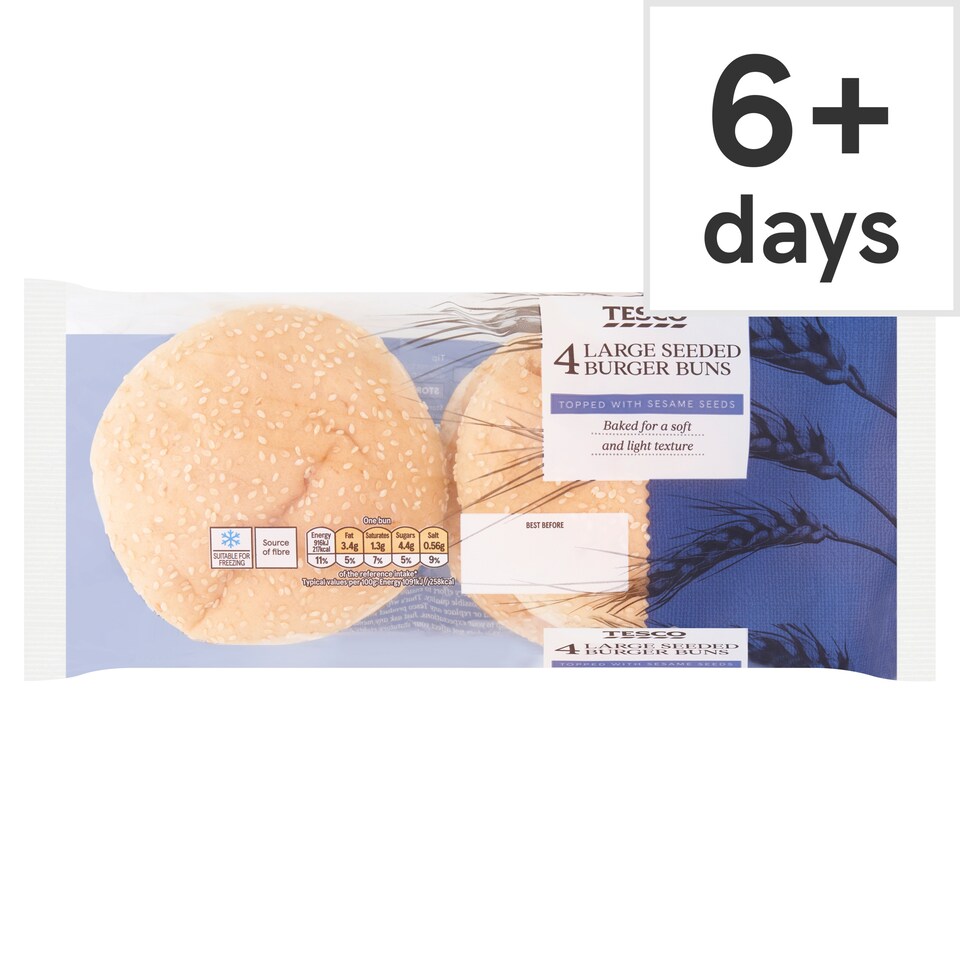 Tesco Seeded Large Burger Buns 4 Pack