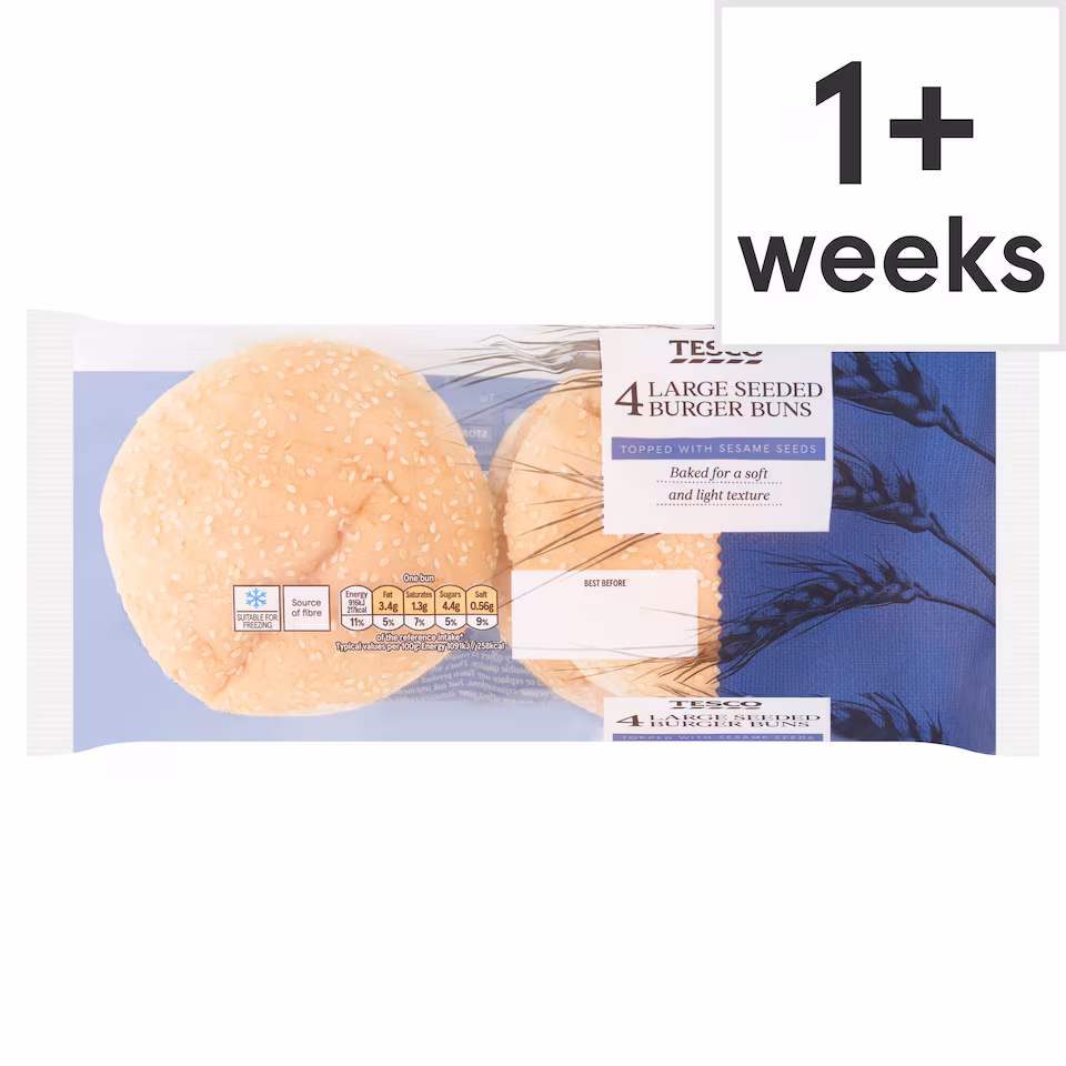 Tesco Seeded Large Burger Buns 4 Pack